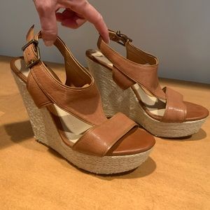 Gianni Bini Brown Leather Wedges